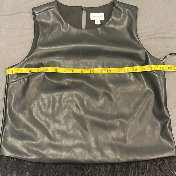 NWT Forcynthia Faux Leather Top with Feather Detail - Women’s Size S - Picture 8 of 9